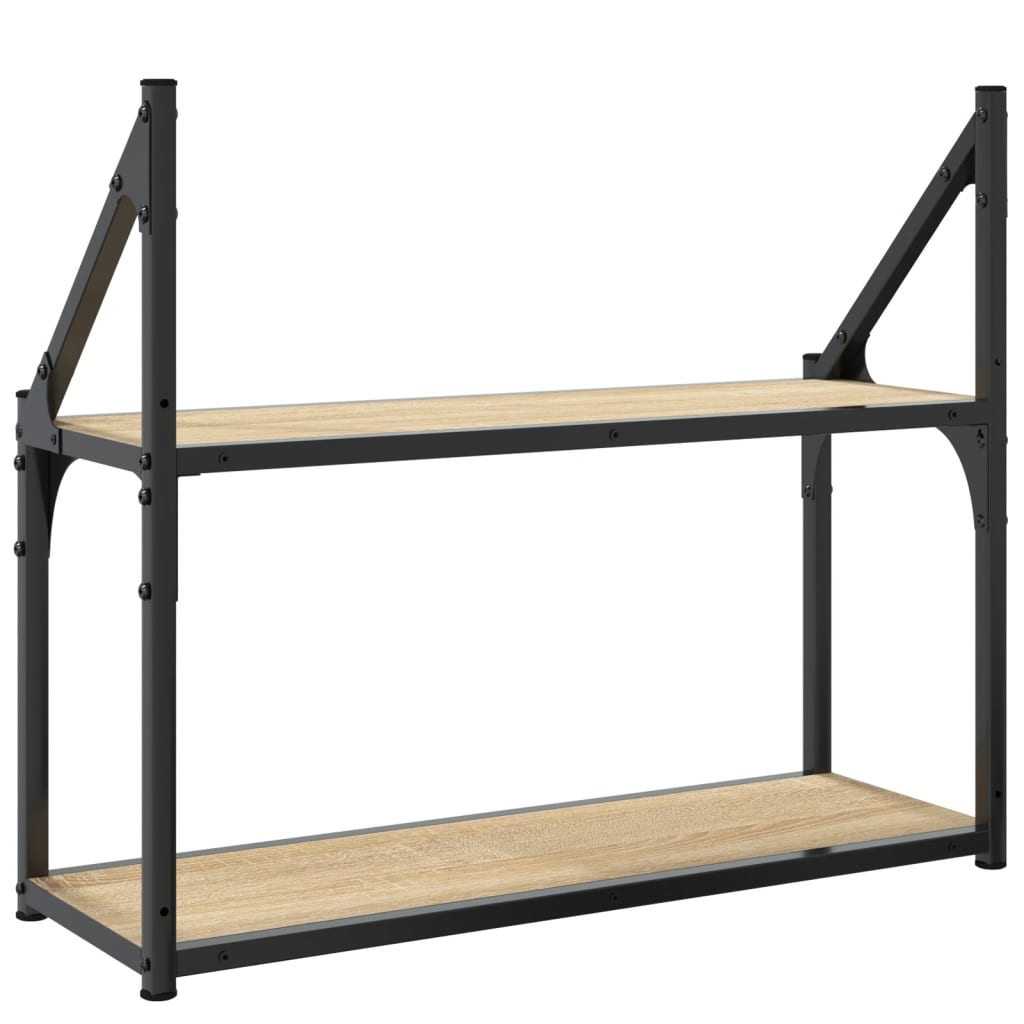 vidaXL Raft cu 2 niveluri stejar sonoma 60x21x51 cm, lemn prelucrat vidaXL Raft cu 2 niveluri stejar sonoma 60x21x51 cm, lemn prelucrat