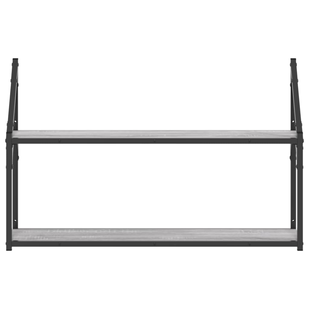 vidaXL Raft cu 2 niveluri, gri sonoma, 80x21x51 cm, lemn prelucrat