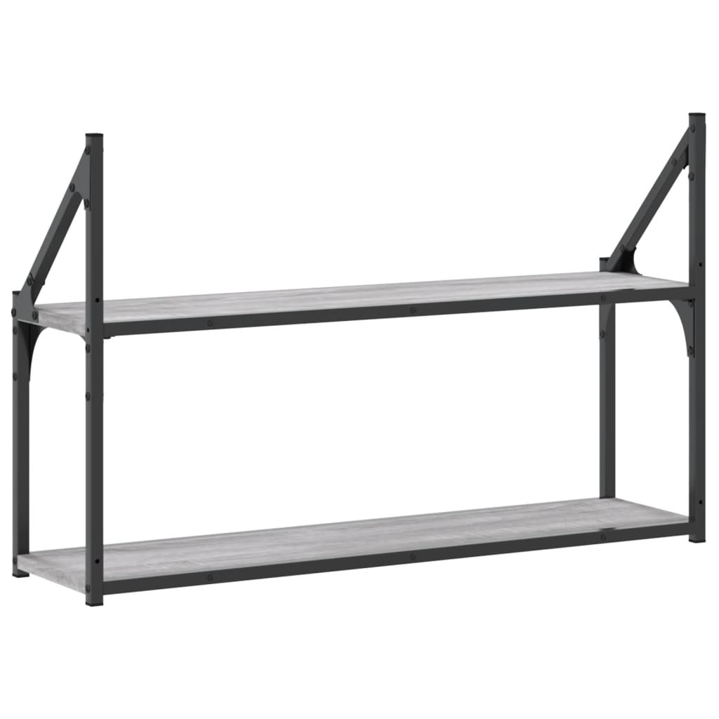 vidaXL Raft cu 2 niveluri, gri sonoma, 80x21x51 cm, lemn prelucrat