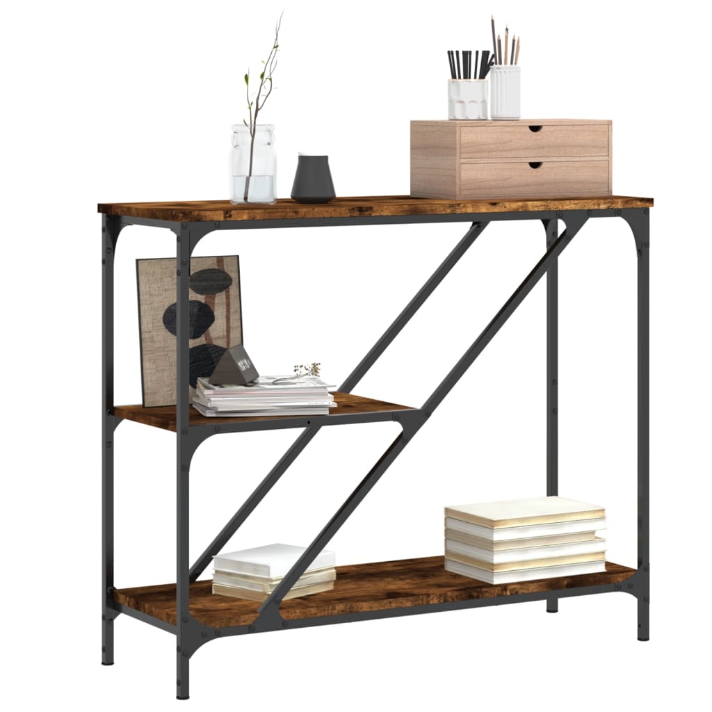 vidaXL Măsuță consolă, stejar fumuriu, 88,5x30x75 cm, lemn prelucrat