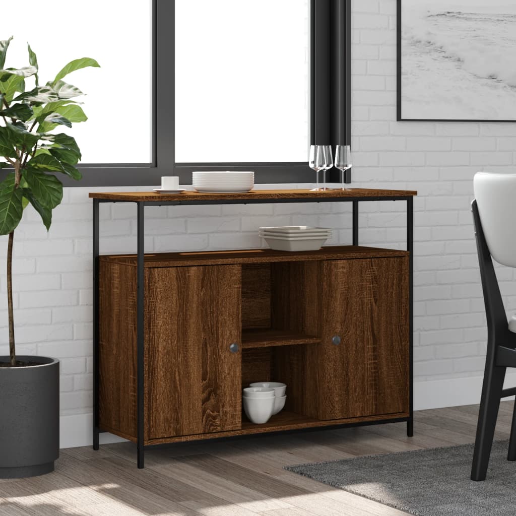 vidaXL Servantă, stejar maro, 100x35x80 cm, lemn compozit vidaXL Servantă, stejar maro, 100x35x80 cm, lemn compozit
