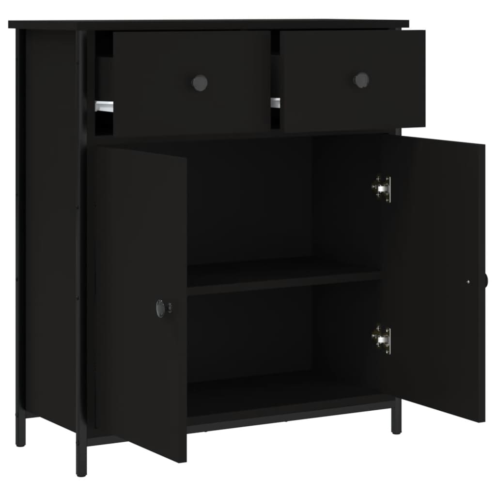 vidaXL Servantă, negru, 70x30x80 cm, lemn prelucrat