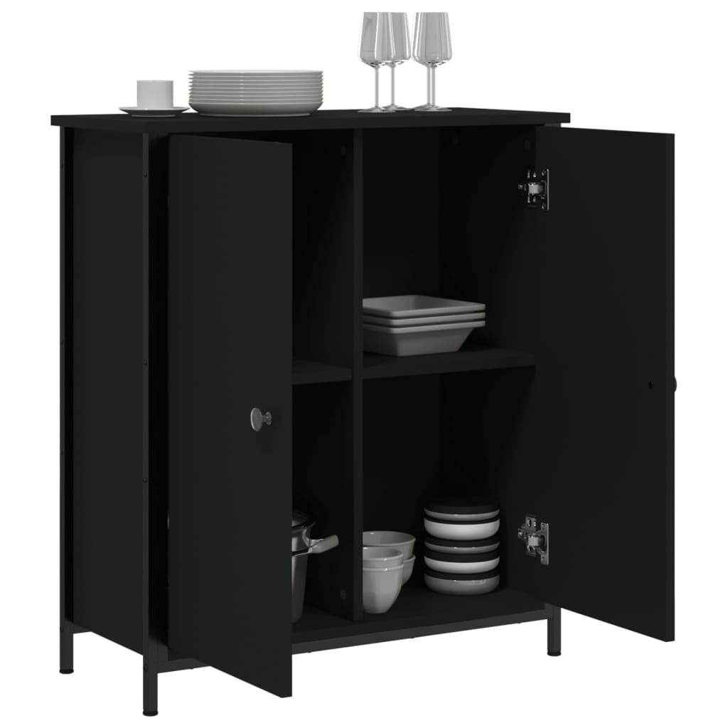 vidaXL Servantă, negru, 70x30x80 cm, lemn prelucrat