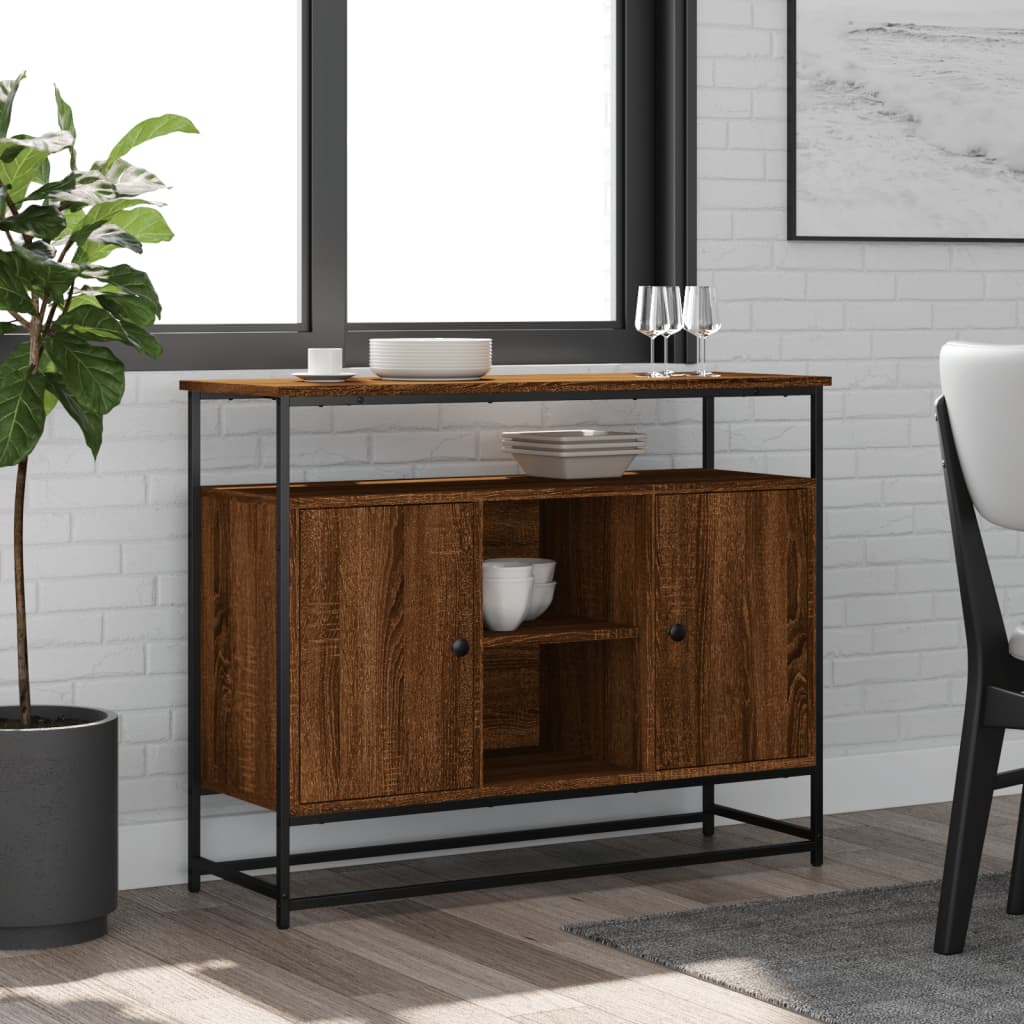 vidaXL Servantă, stejar maro, 100x35x80 cm, lemn compozit vidaXL Servantă, stejar maro, 100x35x80 cm, lemn compozit
