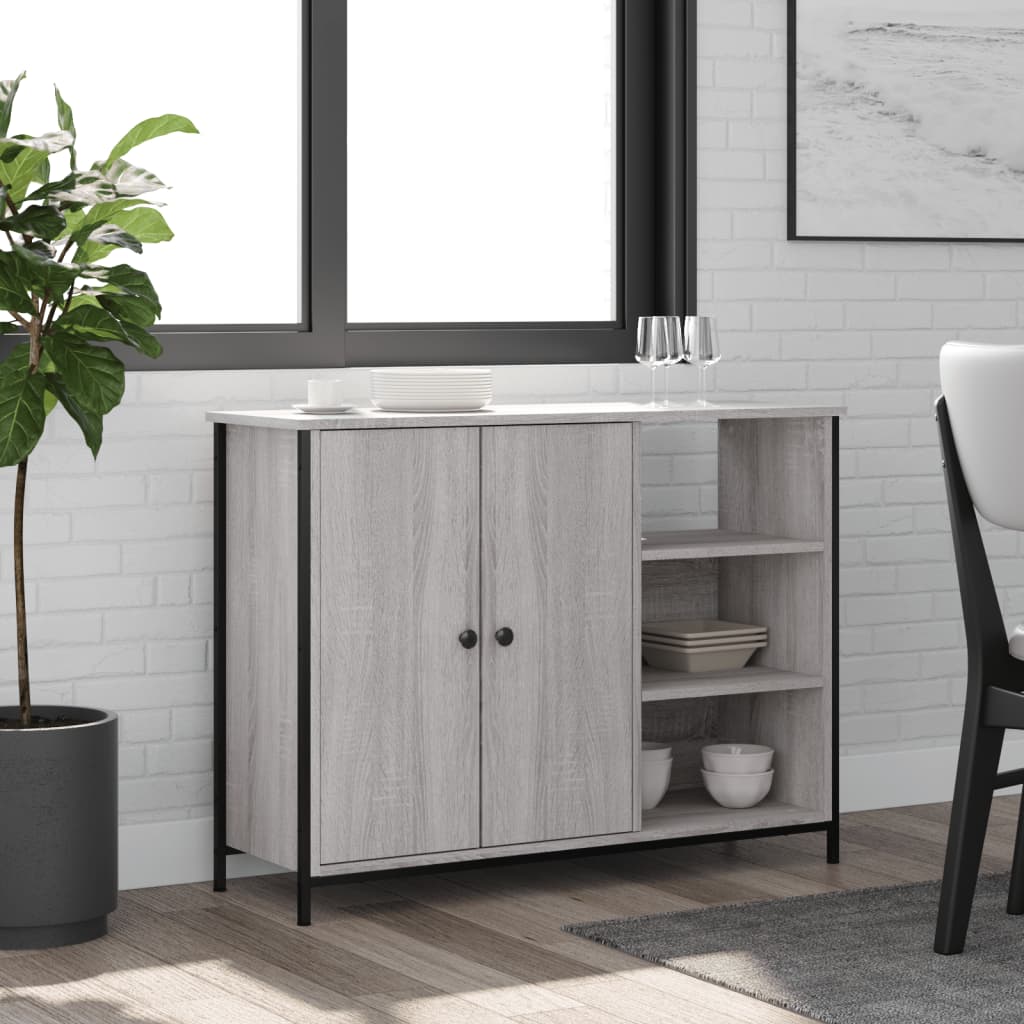 vidaXL Servantă, gri sonoma, 100x33x75 cm, lemn compozit vidaXL Servantă, gri sonoma, 100x33x75 cm, lemn compozit