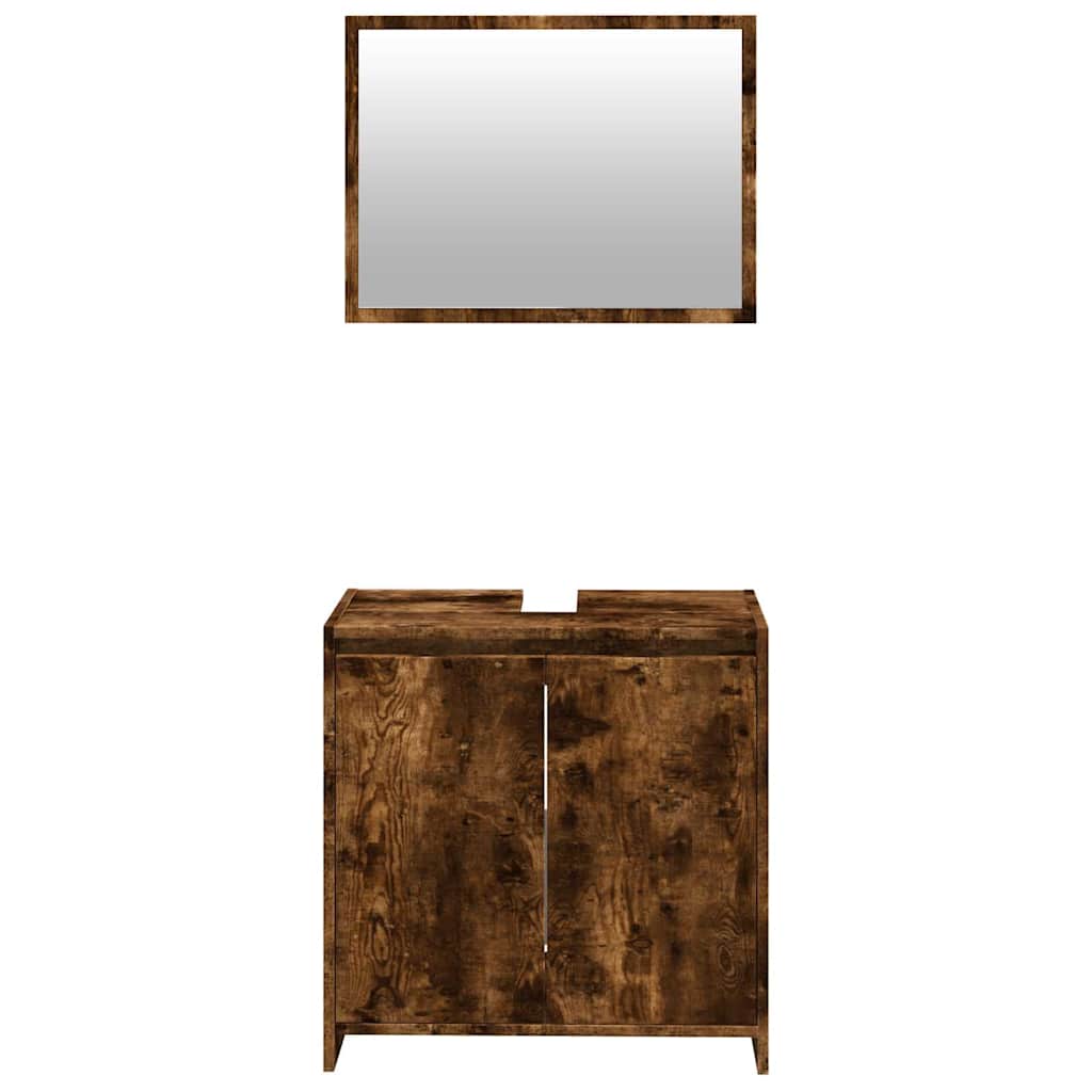 vidaXL Set mobilier de baie, 2 piese, stejar fumuriu, lemn prelucrat vidaXL Set mobilier de baie, 2 piese, stejar fumuriu, lemn prelucrat