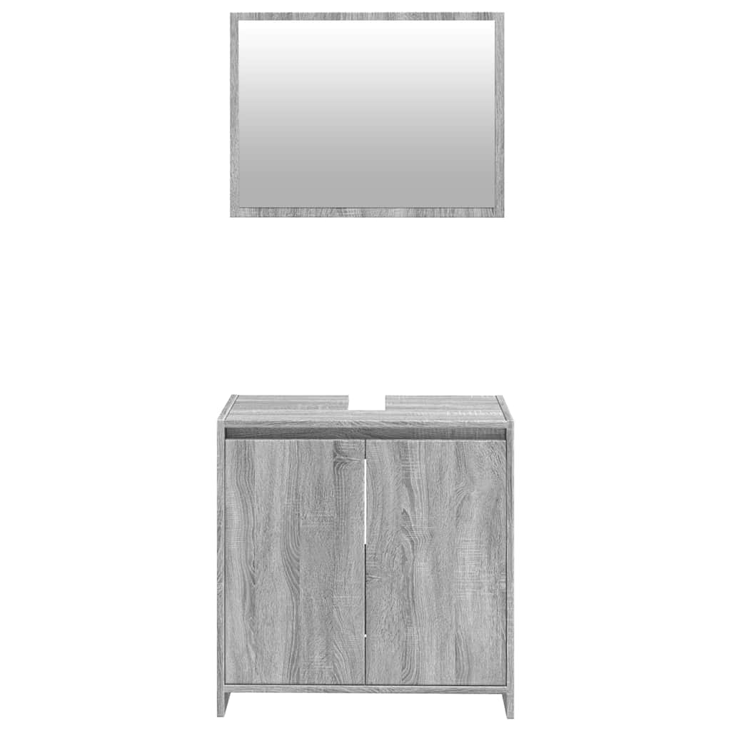 vidaXL Set mobilier de baie, 2 piese, gri sonoma, lemn prelucrat vidaXL Set mobilier de baie, 2 piese, gri sonoma, lemn prelucrat