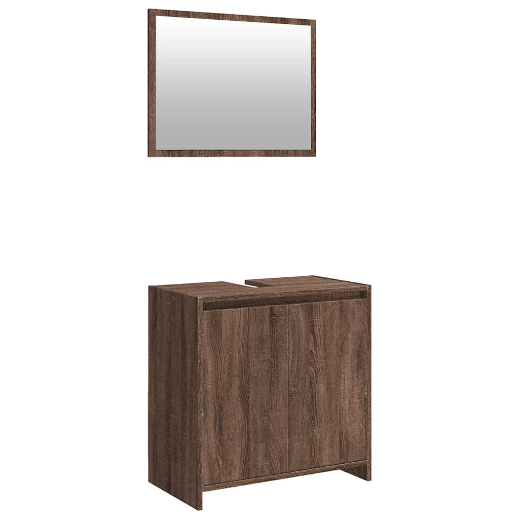 vidaXL Set mobilier de baie, 2 piese, stejar maro, lemn prelucrat vidaXL Set mobilier de baie, 2 piese, stejar maro, lemn prelucrat
