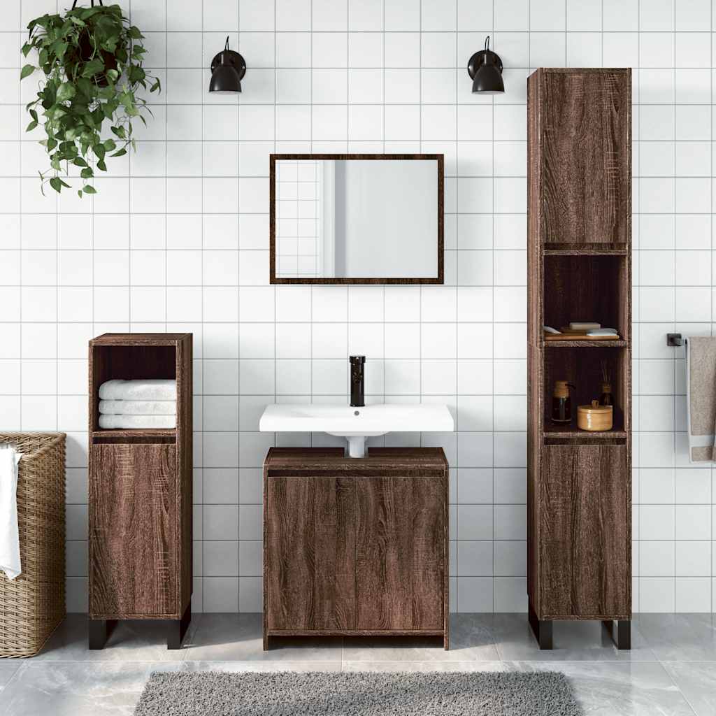 vidaXL Set mobilier de baie, 2 piese, stejar maro, lemn prelucrat vidaXL Set mobilier de baie, 2 piese, stejar maro, lemn prelucrat