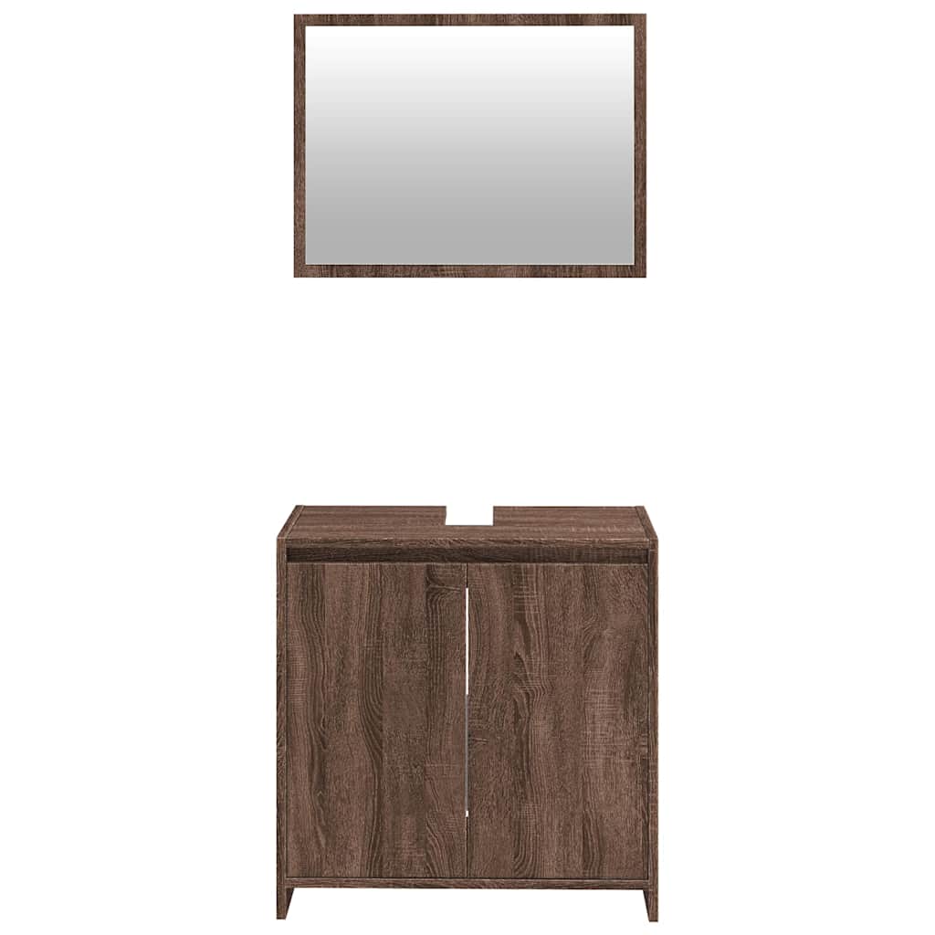 vidaXL Set mobilier de baie, 2 piese, stejar maro, lemn prelucrat vidaXL Set mobilier de baie, 2 piese, stejar maro, lemn prelucrat