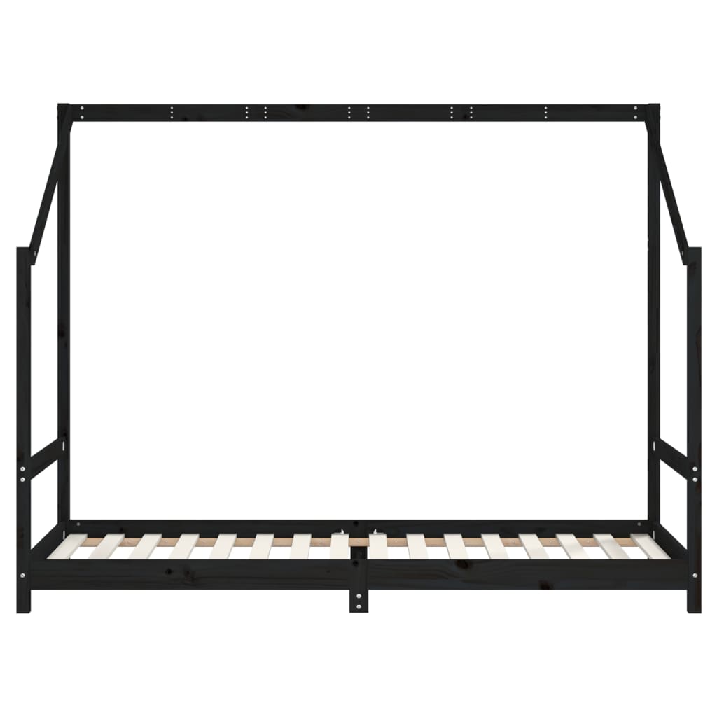 vidaXL Cadru de pat pentru copii, negru, 80x200 cm, lemn masiv de pin vidaXL Cadru de pat pentru copii, negru, 80x200 cm, lemn masiv de pin