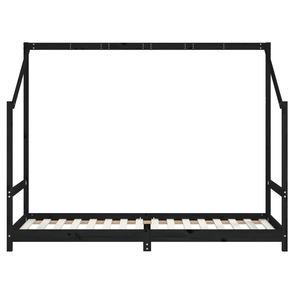 vidaXL Cadru pat pentru copii, negru, 90x200 cm, lemn masiv de pin vidaXL Cadru pat pentru copii, negru, 90x200 cm, lemn masiv de pin