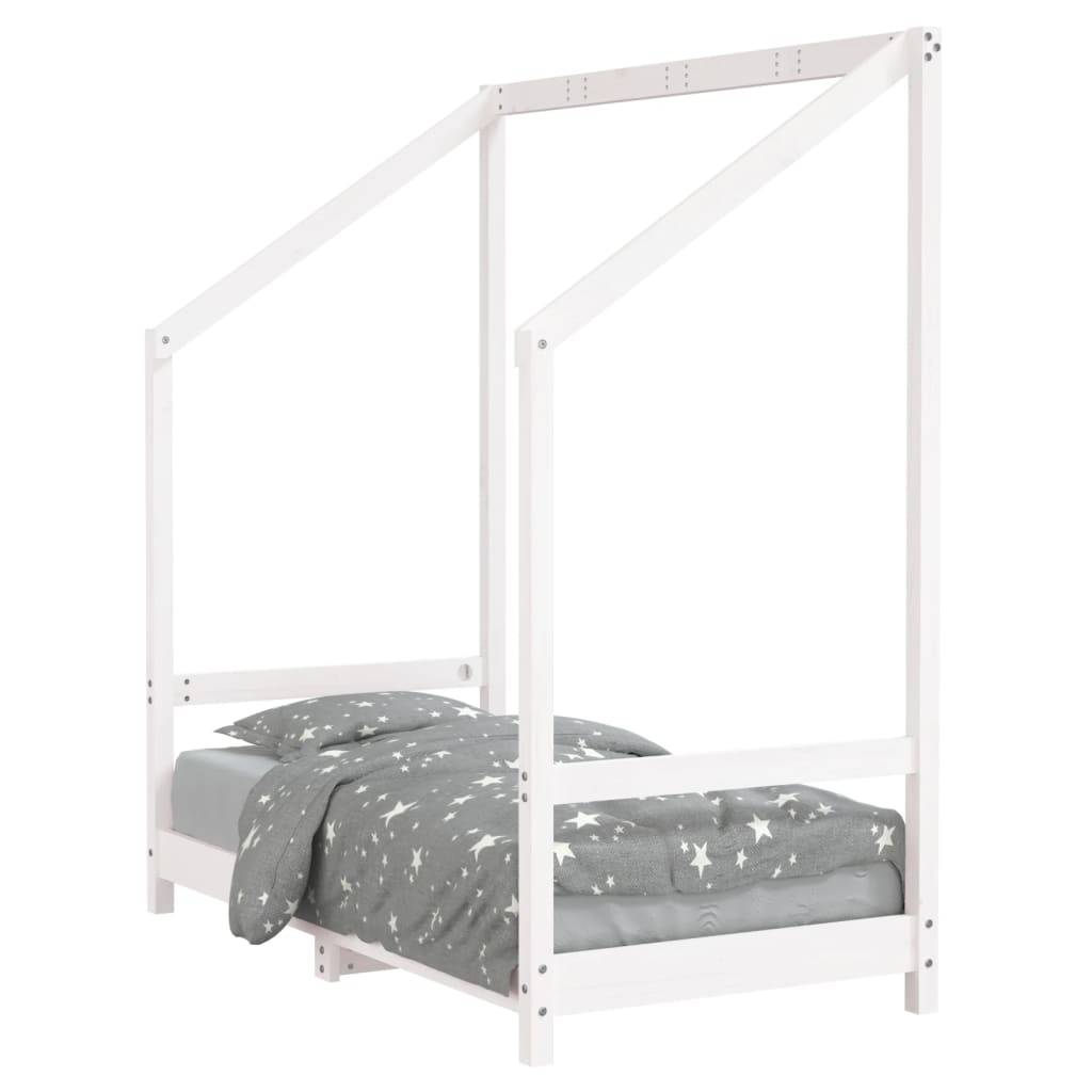 vidaXL Cadru de pat pentru copii, alb, 70x140 cm, lemn masiv de pin
