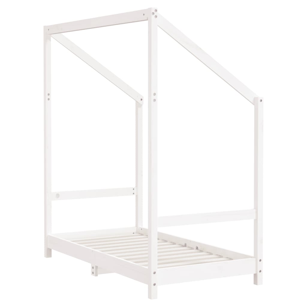 vidaXL Cadru de pat pentru copii, alb, 70x140 cm, lemn masiv de pin