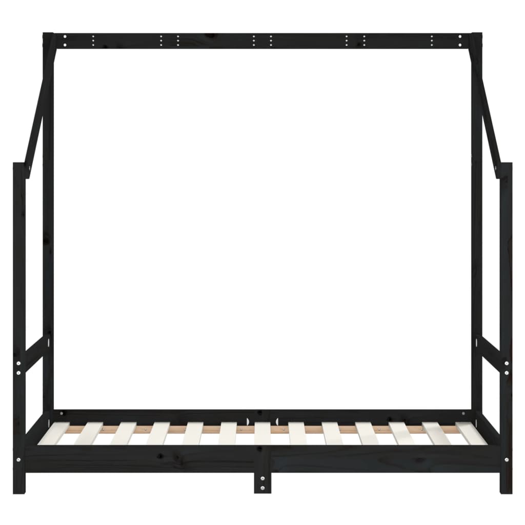 vidaXL Cadru de pat pentru copii, negru, 80x160 cm, lemn masiv de pin vidaXL Cadru de pat pentru copii, negru, 80x160 cm, lemn masiv de pin