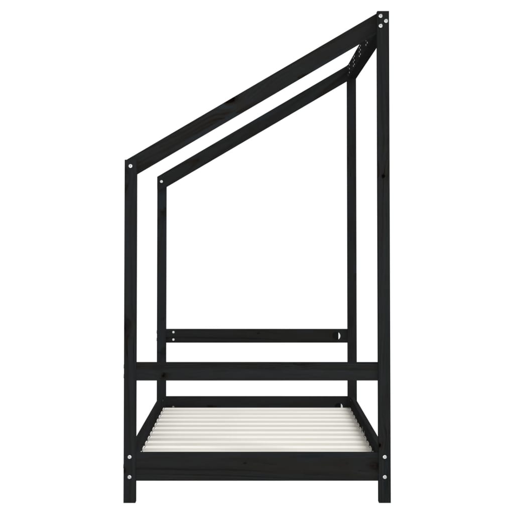 vidaXL Cadru de pat pentru copii, negru, 80x160 cm, lemn masiv de pin vidaXL Cadru de pat pentru copii, negru, 80x160 cm, lemn masiv de pin