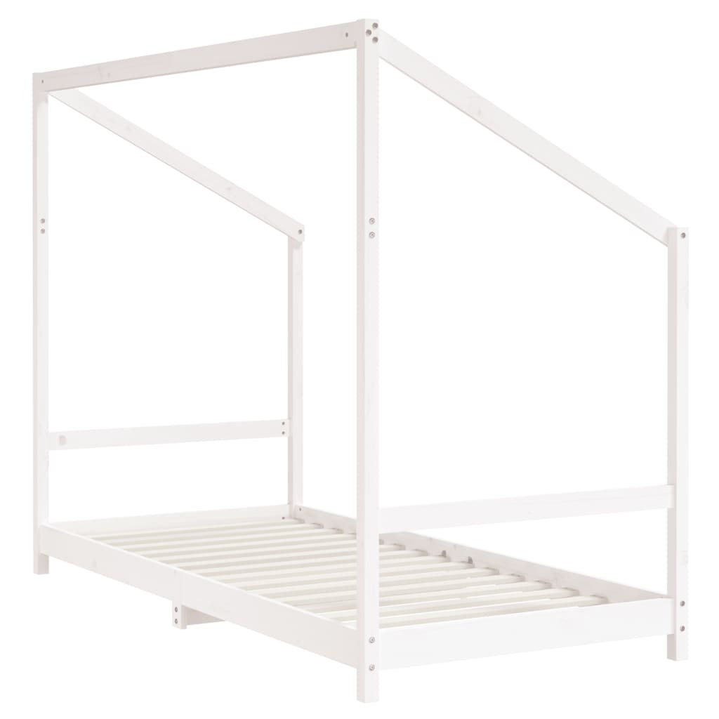 vidaXL Cadru de pat pentru copii, alb, 90x190 cm, lemn masiv de pin vidaXL Cadru de pat pentru copii, alb, 90x190 cm, lemn masiv de pin