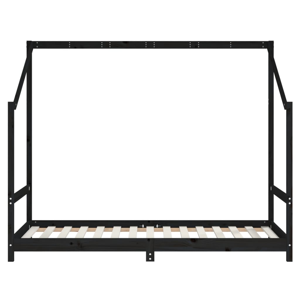vidaXL Cadru de pat pentru copii, negru, 90x190 cm, lemn masiv de pin vidaXL Cadru de pat pentru copii, negru, 90x190 cm, lemn masiv de pin