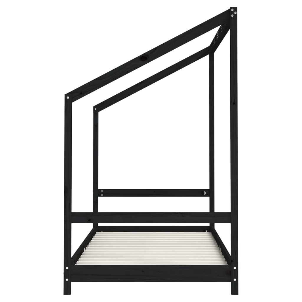 vidaXL Cadru de pat pentru copii, negru, 90x190 cm, lemn masiv de pin vidaXL Cadru de pat pentru copii, negru, 90x190 cm, lemn masiv de pin