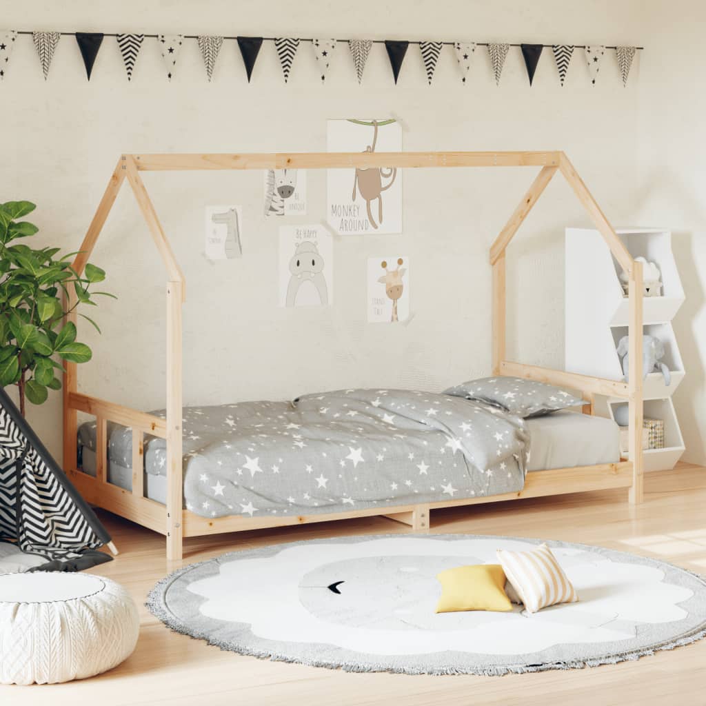 vidaXL Cadru pat pentru copii, 90x200 cm, lemn masiv de pin vidaXL Cadru pat pentru copii, 90x200 cm, lemn masiv de pin