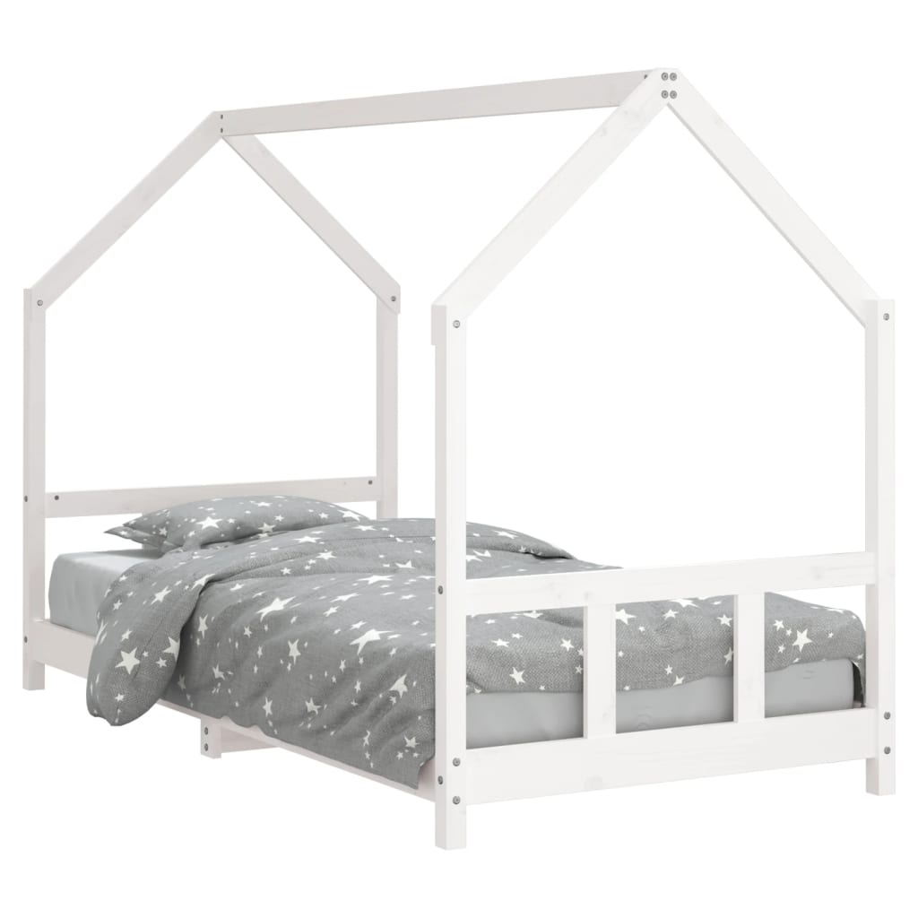 vidaXL Cadru de pat pentru copii, alb, 90x190 cm, lemn masiv de pin vidaXL Cadru de pat pentru copii, alb, 90x190 cm, lemn masiv de pin