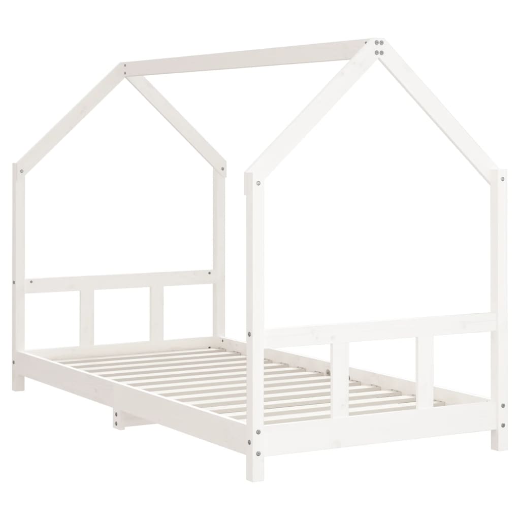 vidaXL Cadru de pat pentru copii, alb, 90x190 cm, lemn masiv de pin vidaXL Cadru de pat pentru copii, alb, 90x190 cm, lemn masiv de pin