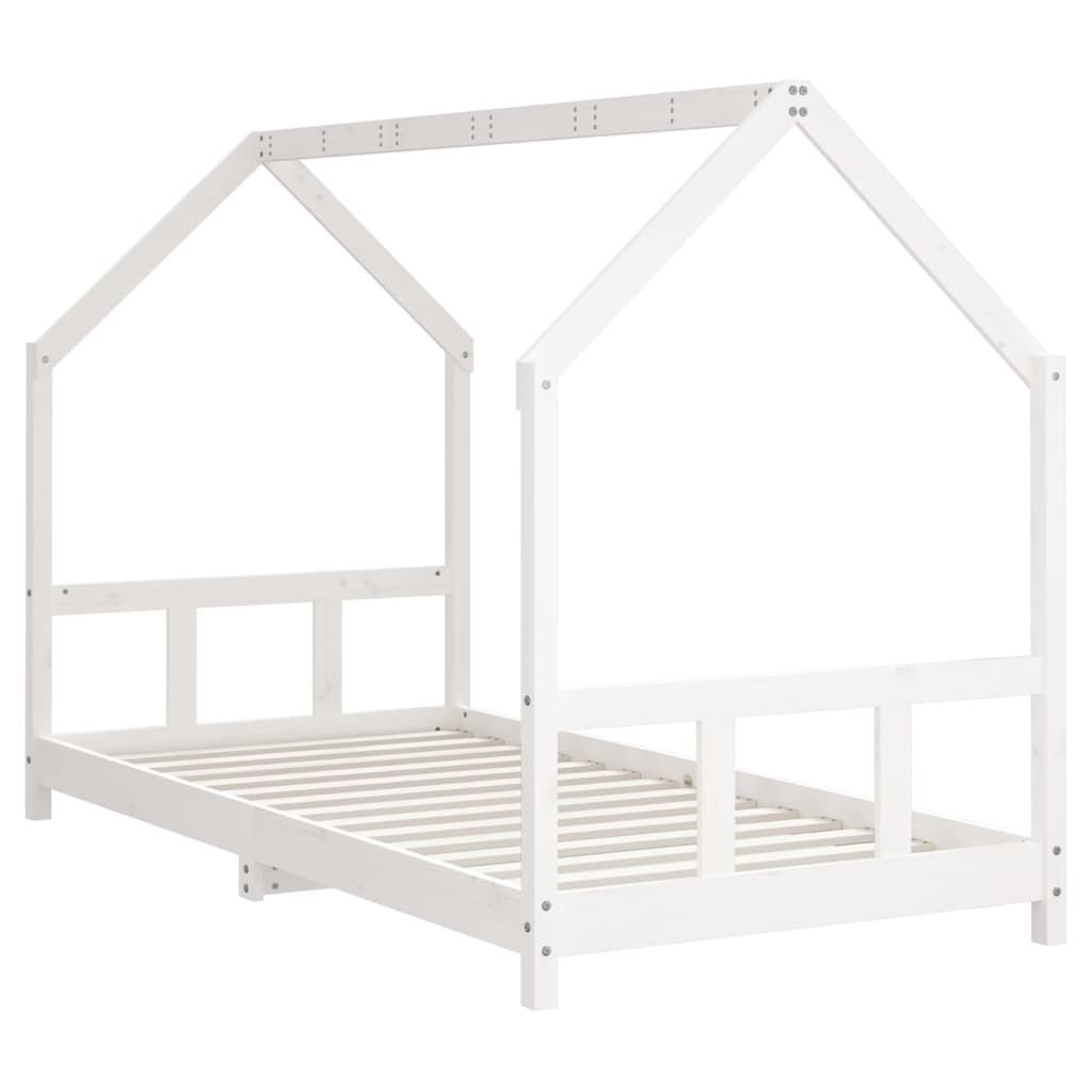 vidaXL Cadru de pat pentru copii, alb, 90x190 cm, lemn masiv de pin vidaXL Cadru de pat pentru copii, alb, 90x190 cm, lemn masiv de pin