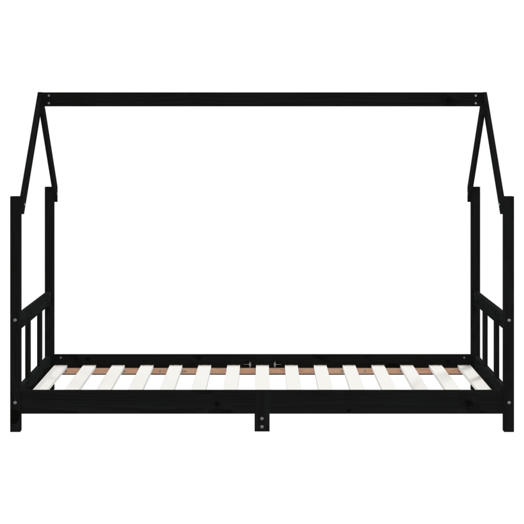 vidaXL Cadru de pat pentru copii, negru, 90x190 cm, lemn masiv de pin vidaXL Cadru de pat pentru copii, negru, 90x190 cm, lemn masiv de pin