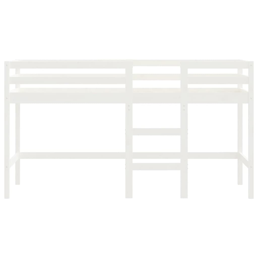 vidaXL Pat etajat de copii cu scară, alb, 80x200 cm, lemn masiv pin vidaXL Pat etajat de copii cu scară, alb, 80x200 cm, lemn masiv pin