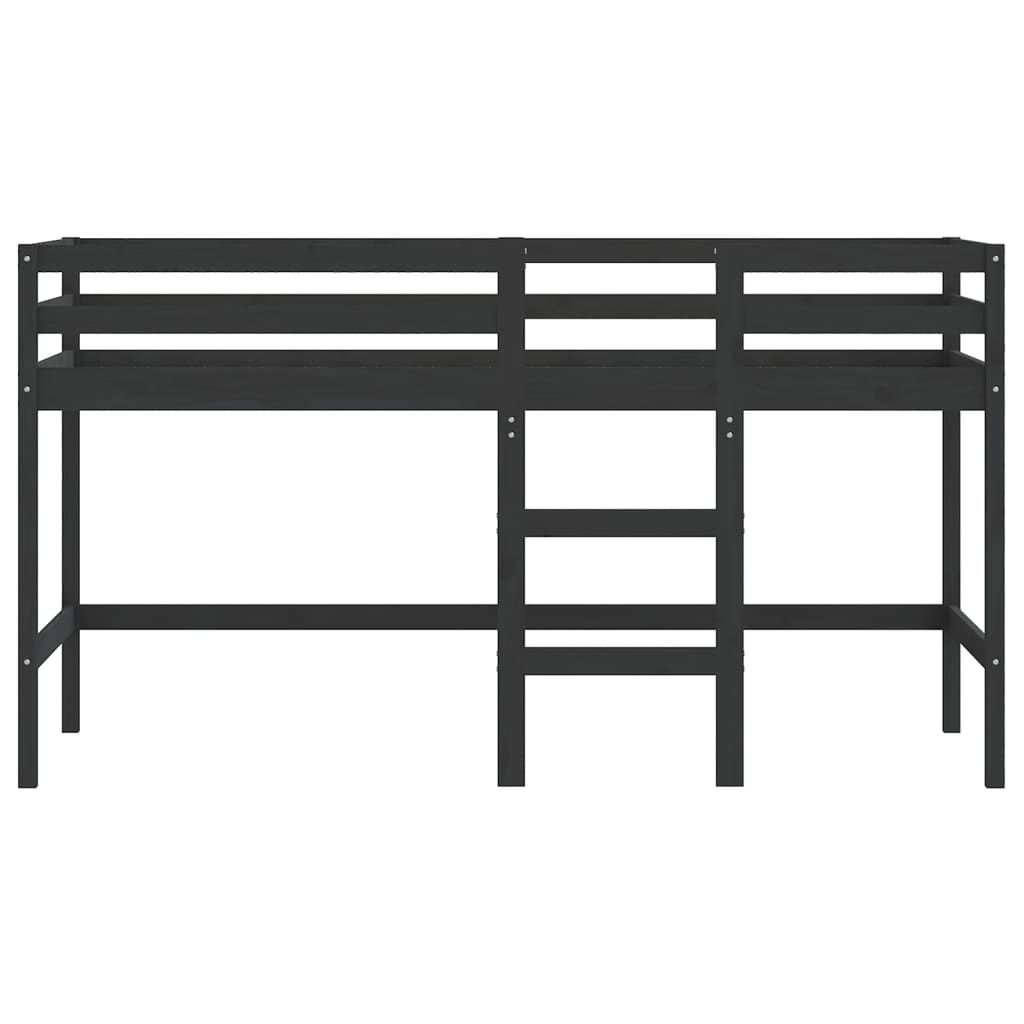 vidaXL Pat etajat de copii cu scară, negru, 80x200 cm, lemn masiv pin vidaXL Pat etajat de copii cu scară, negru, 80x200 cm, lemn masiv pin