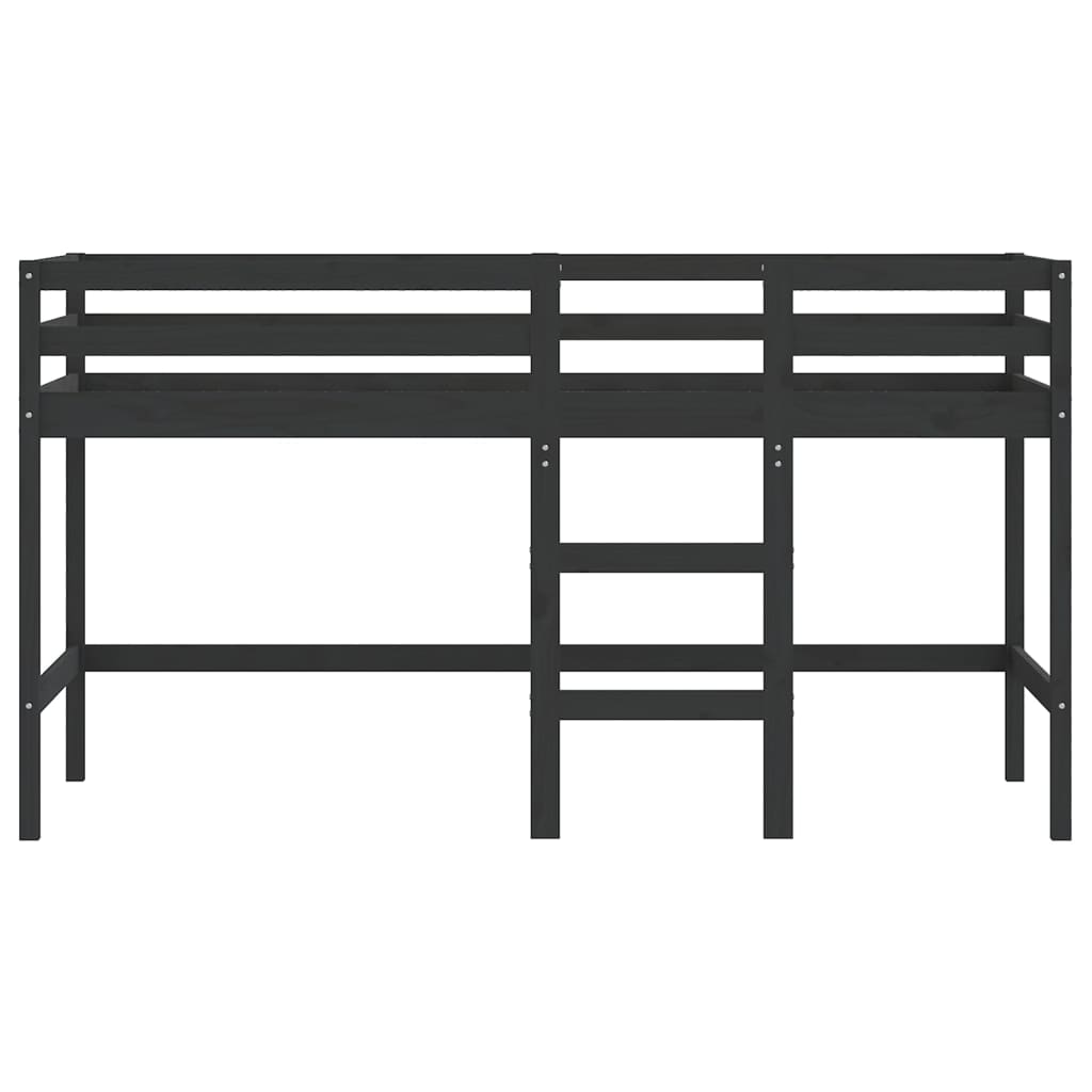 vidaXL Pat etajat de copii cu scară, negru, 90x190 cm, lemn masiv pin vidaXL Pat etajat de copii cu scară, negru, 90x190 cm, lemn masiv pin
