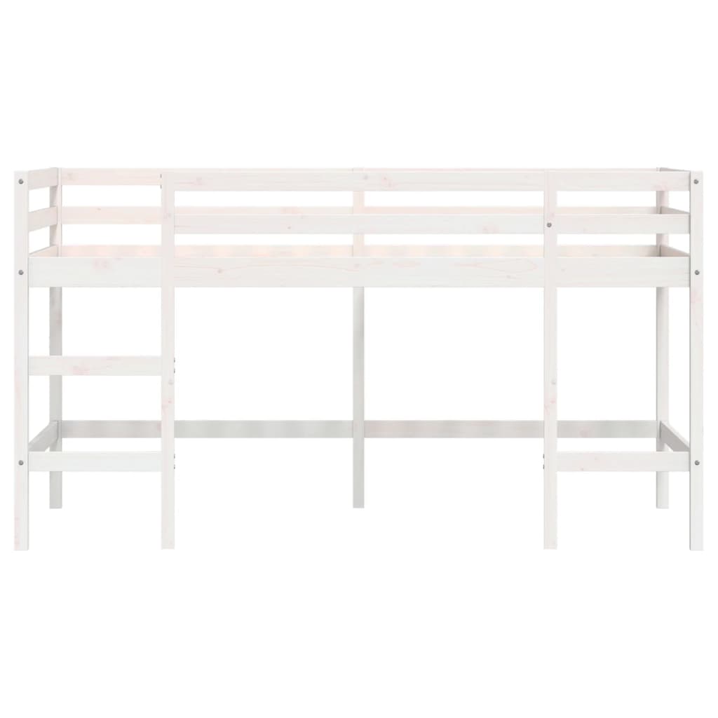 vidaXL Pat etajat de copii cu scară, alb, 90x200 cm, lemn masiv pin vidaXL Pat etajat de copii cu scară, alb, 90x200 cm, lemn masiv pin