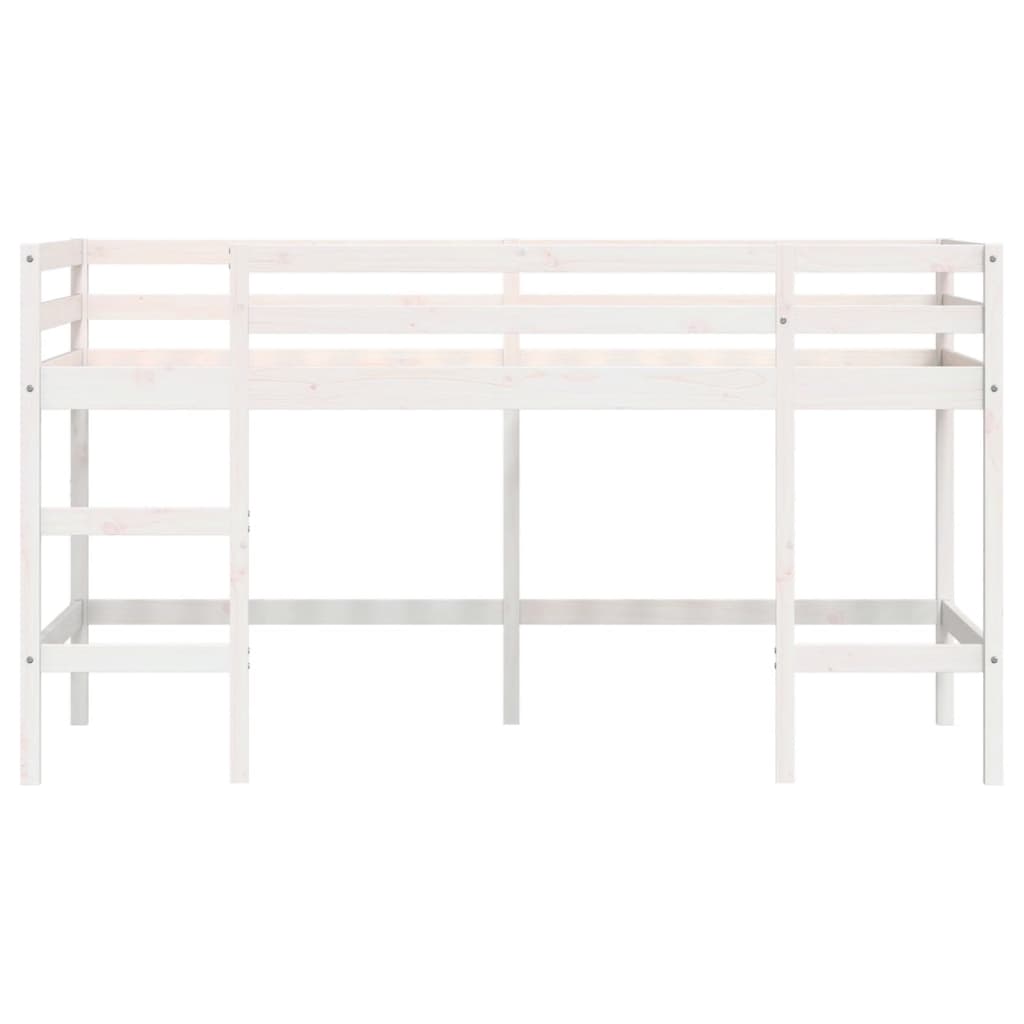 vidaXL Pat etajat de copii cu scară, alb, 90x190 cm, lemn masiv pin