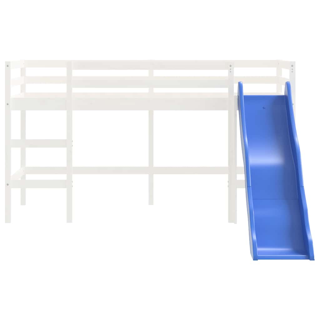 vidaXL Pat pentru copii cu tobogan, alb, 90x190 cm, lemn masiv pin vidaXL Pat pentru copii cu tobogan, alb, 90x190 cm, lemn masiv pin