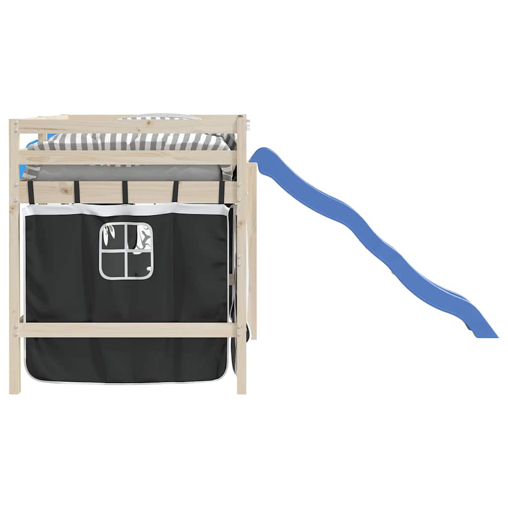 vidaXL Perdele pentru pat etajat, alb și negru, poliester