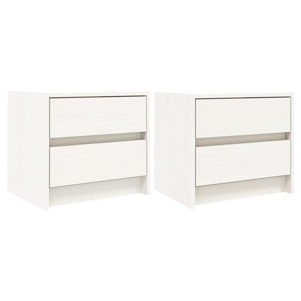 vidaXL Noptiere, 2 buc., alb, 40x31x35,5 cm, lemn masiv de pin