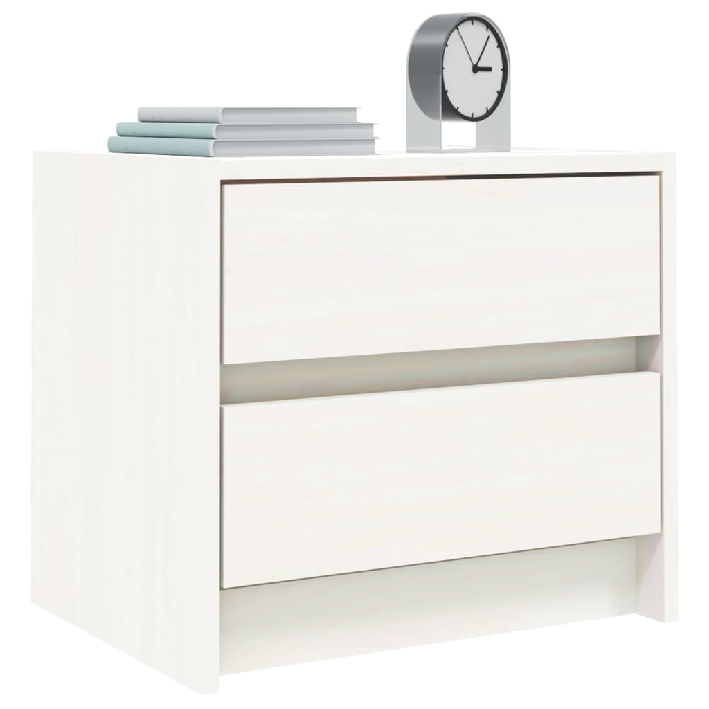 vidaXL Noptiere, 2 buc., alb, 40x31x35,5 cm, lemn masiv de pin