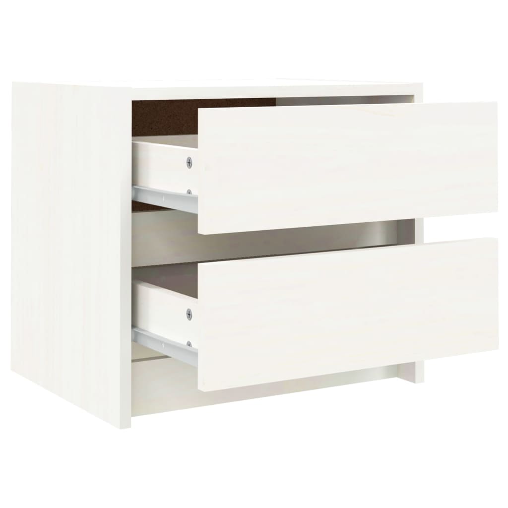 vidaXL Noptiere, 2 buc., alb, 40x31x35,5 cm, lemn masiv de pin