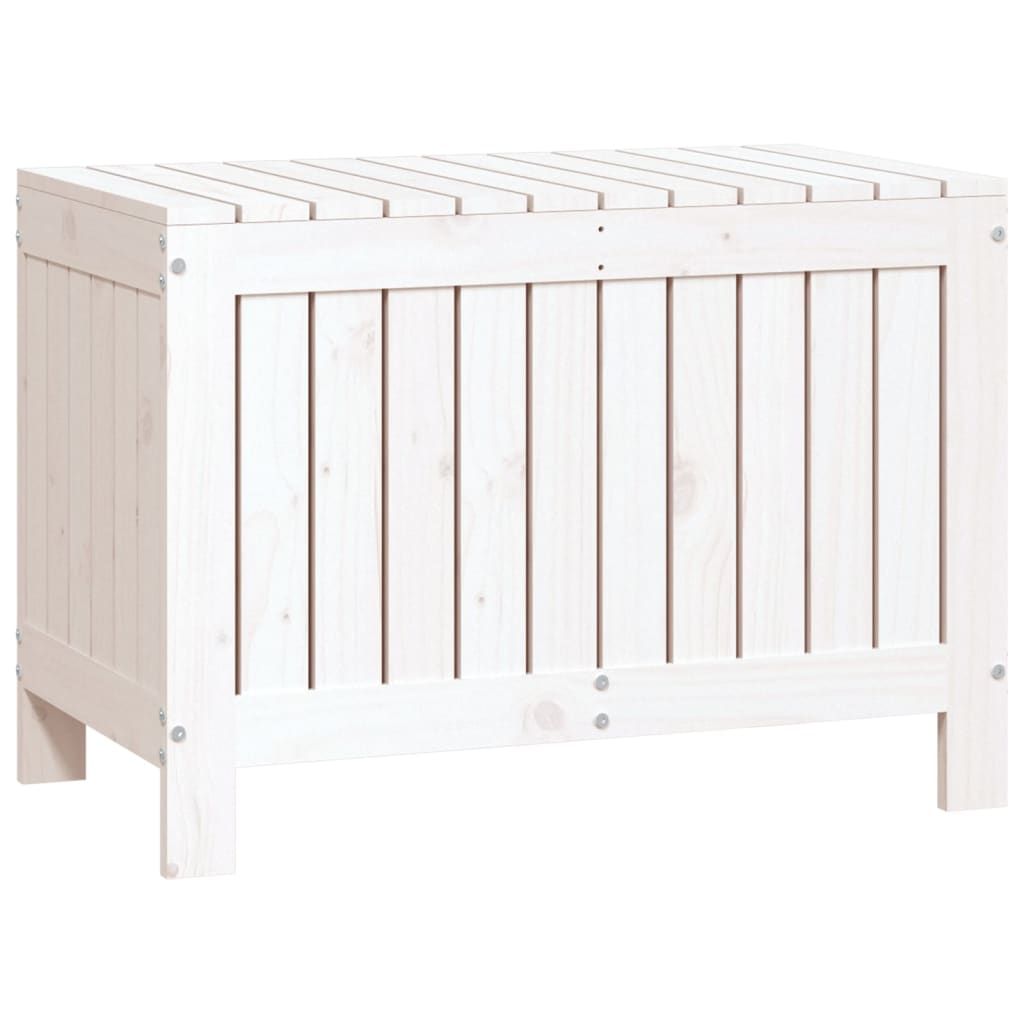 vidaXL Cutie de depozitare grădină, alb, 76x42,5x54 cm, lemn masiv pin vidaXL Cutie de depozitare grădină, alb, 76x42,5x54 cm, lemn masiv pin
