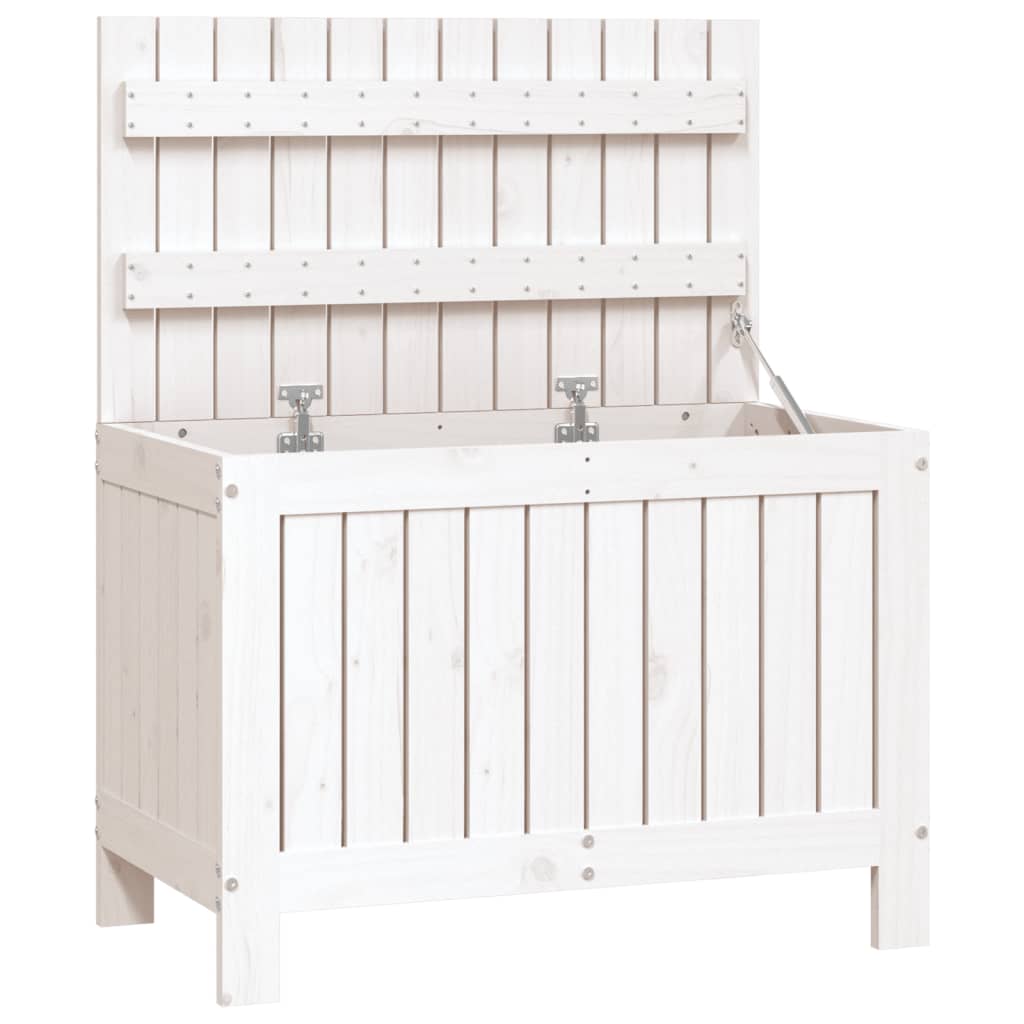 vidaXL Cutie de depozitare grădină, alb, 76x42,5x54 cm, lemn masiv pin vidaXL Cutie de depozitare grădină, alb, 76x42,5x54 cm, lemn masiv pin