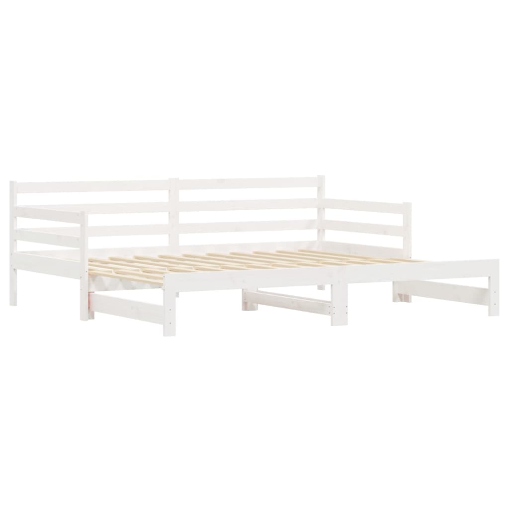 vidaXL Pat de zi cu extensie, alb, 90x200 cm, lemn masiv de pin