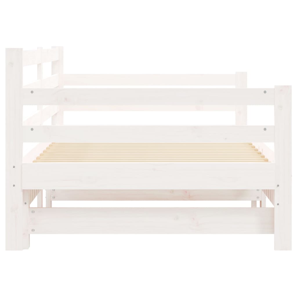 vidaXL Pat de zi cu extensie, alb, 90x200 cm, lemn masiv de pin