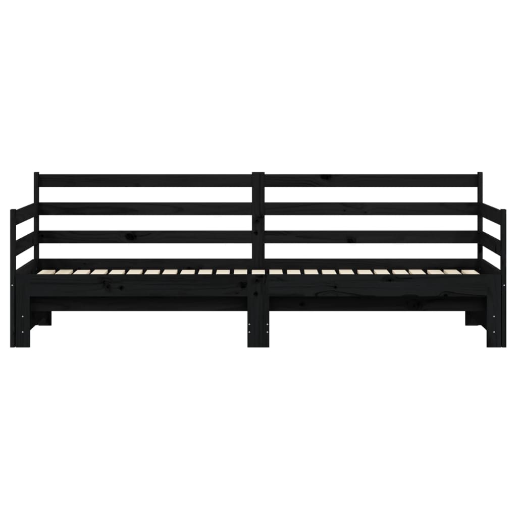vidaXL Pat de zi cu extensie, negru, 90x200 cm, lemn masiv de pin vidaXL Pat de zi cu extensie, negru, 90x200 cm, lemn masiv de pin