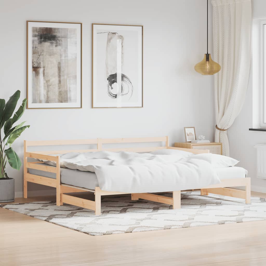 vidaXL Pat de zi cu extensie, 80x200 cm, lemn masiv de pin vidaXL Pat de zi cu extensie, 80x200 cm, lemn masiv de pin