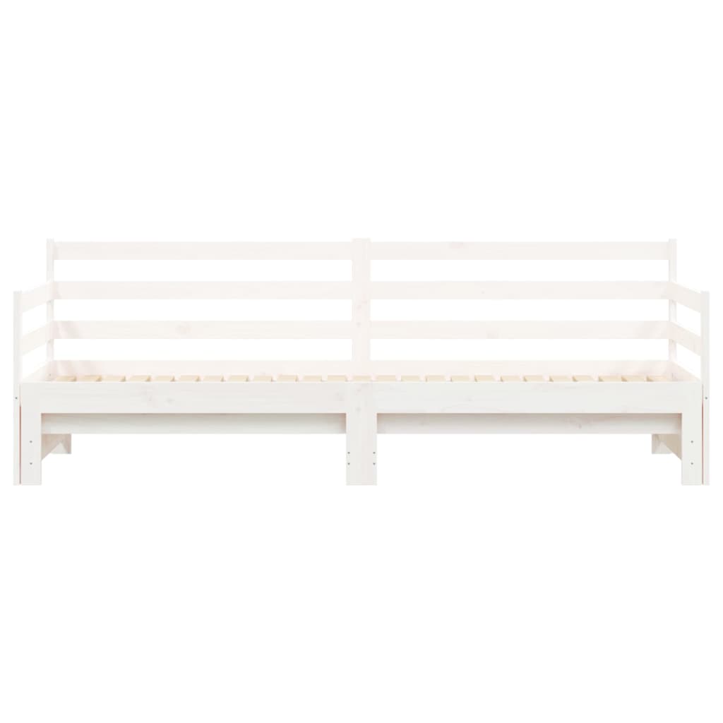vidaXL Pat de zi cu extensie, alb, 90x190 cm, lemn masiv de pin