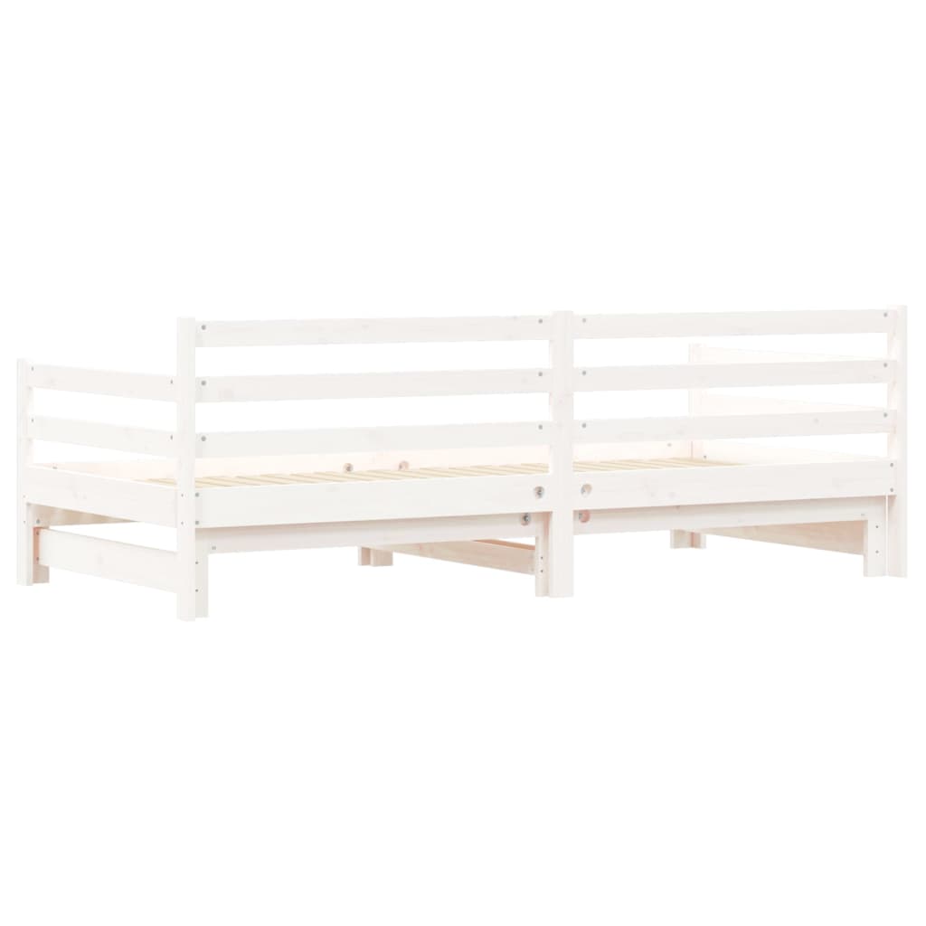 vidaXL Pat de zi cu extensie, alb, 90x190 cm, lemn masiv de pin