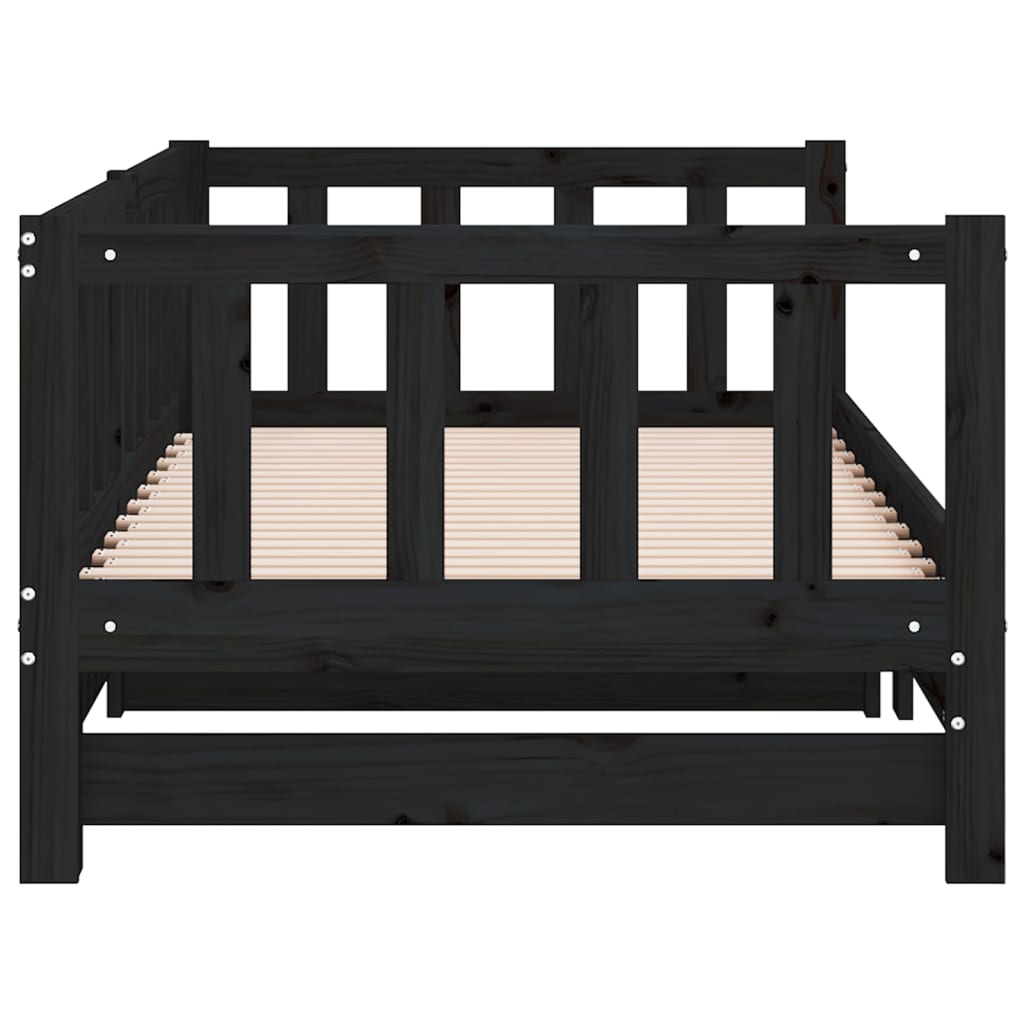 vidaXL Pat de zi cu extensie, negru, 90x200 cm, lemn masiv de pin vidaXL Pat de zi cu extensie, negru, 90x200 cm, lemn masiv de pin
