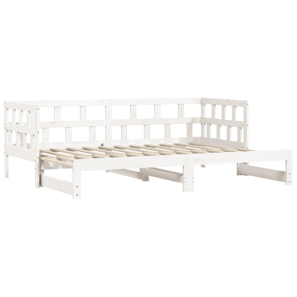 vidaXL Pat de zi cu extensie, alb, 80x200 cm, lemn masiv de pin