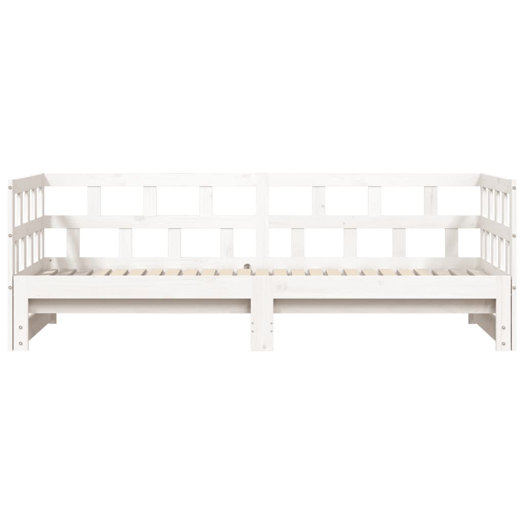 vidaXL Pat de zi cu extensie, alb, 80x200 cm, lemn masiv de pin