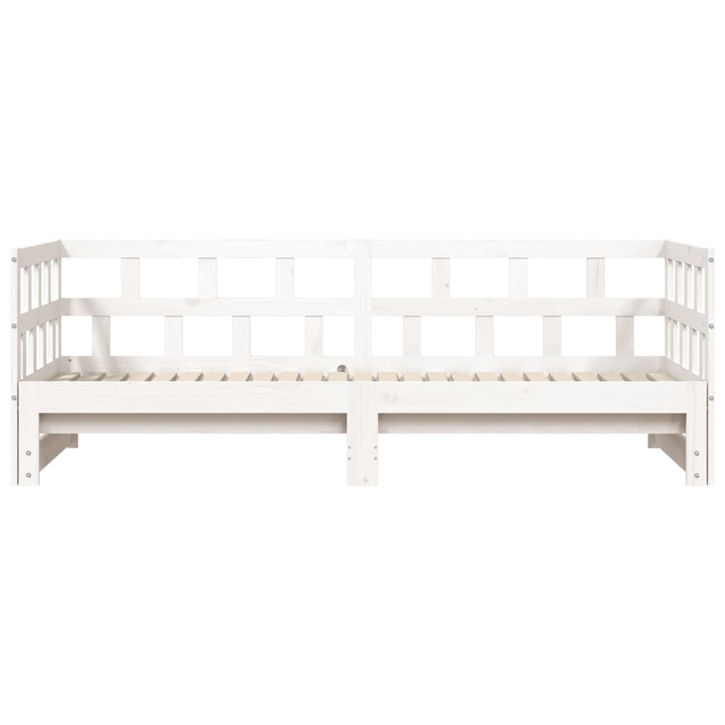 vidaXL Pat de zi cu extensie, alb, 90x190 cm, lemn masiv de pin